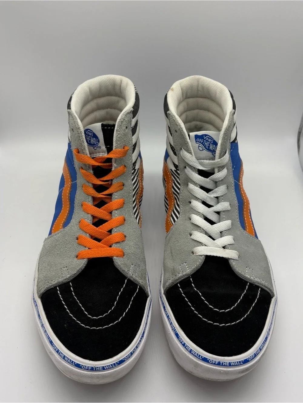 Unisex Vans High Top Sneakers in Grey, Black, Blue, Orange Size M 7.5 W9